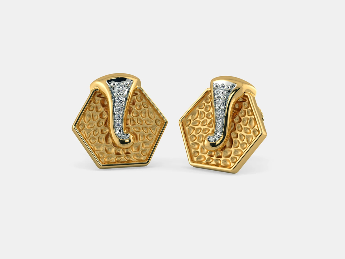 Ganesha inspired Natural diamonds ear studs
