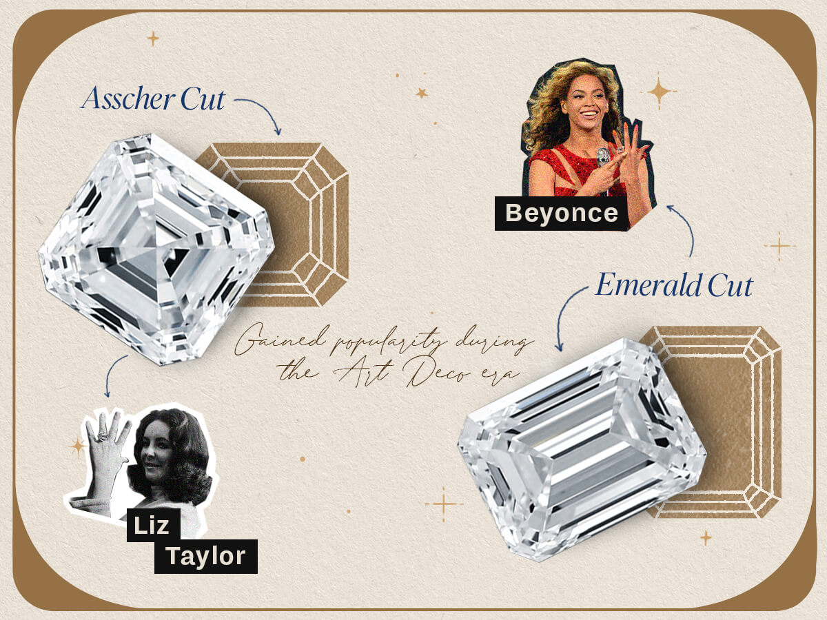 asscher-emerald-cut-natural-diamonds-beyonce-liz-taylor-rings