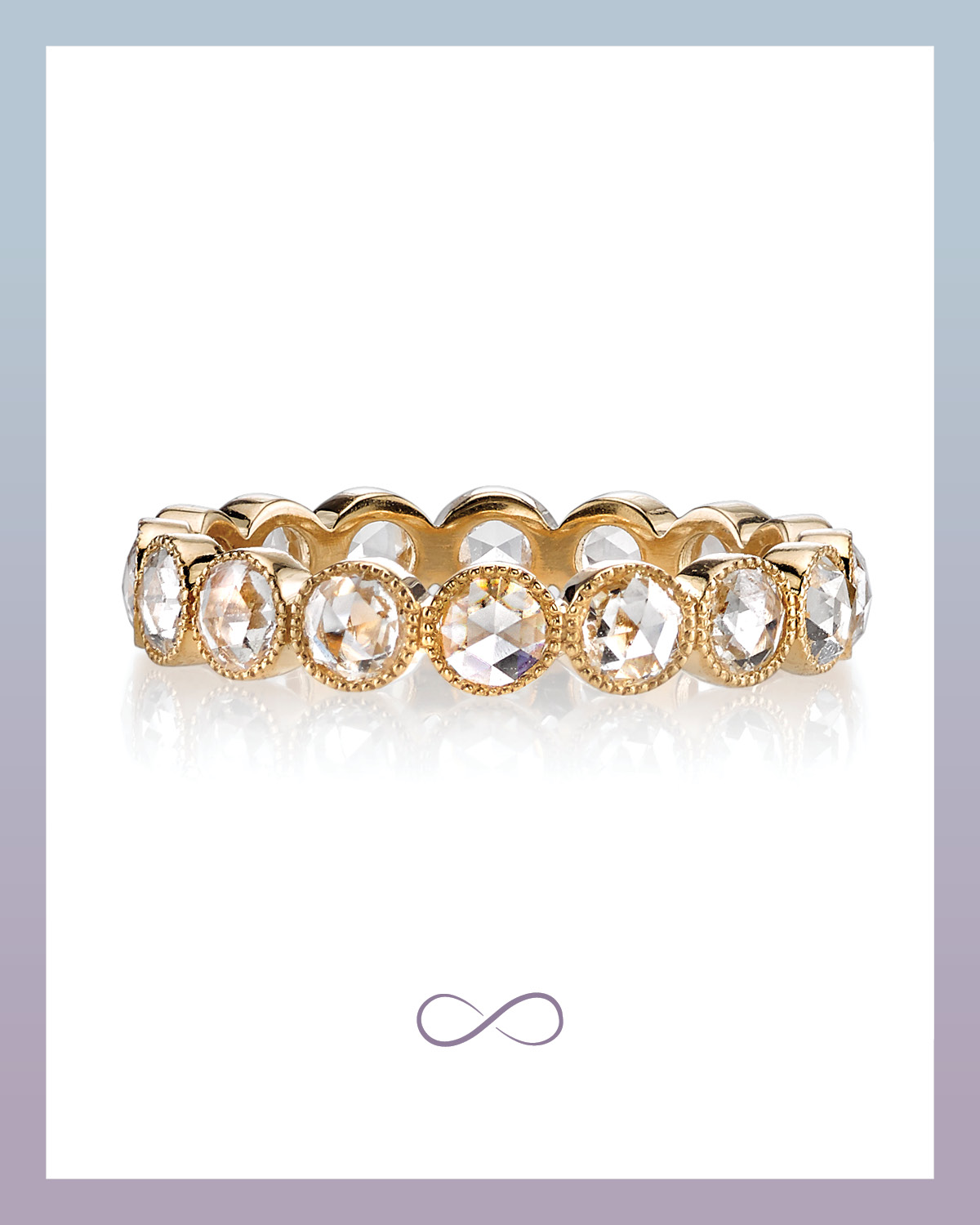 Large Gabby bezel set yellow gold eternity band with rose cut diamonds from Single Stone