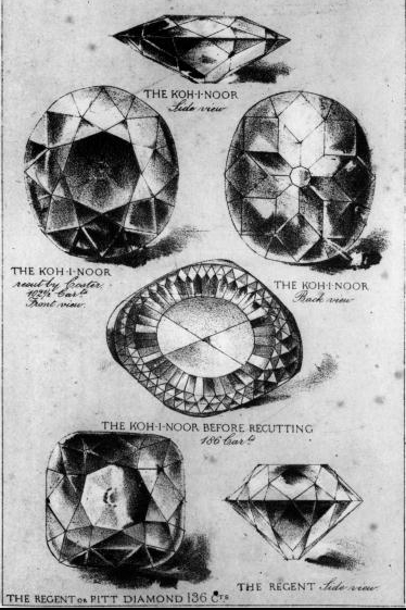 Koh-i-Noor and Regent or Pitt diamonds 