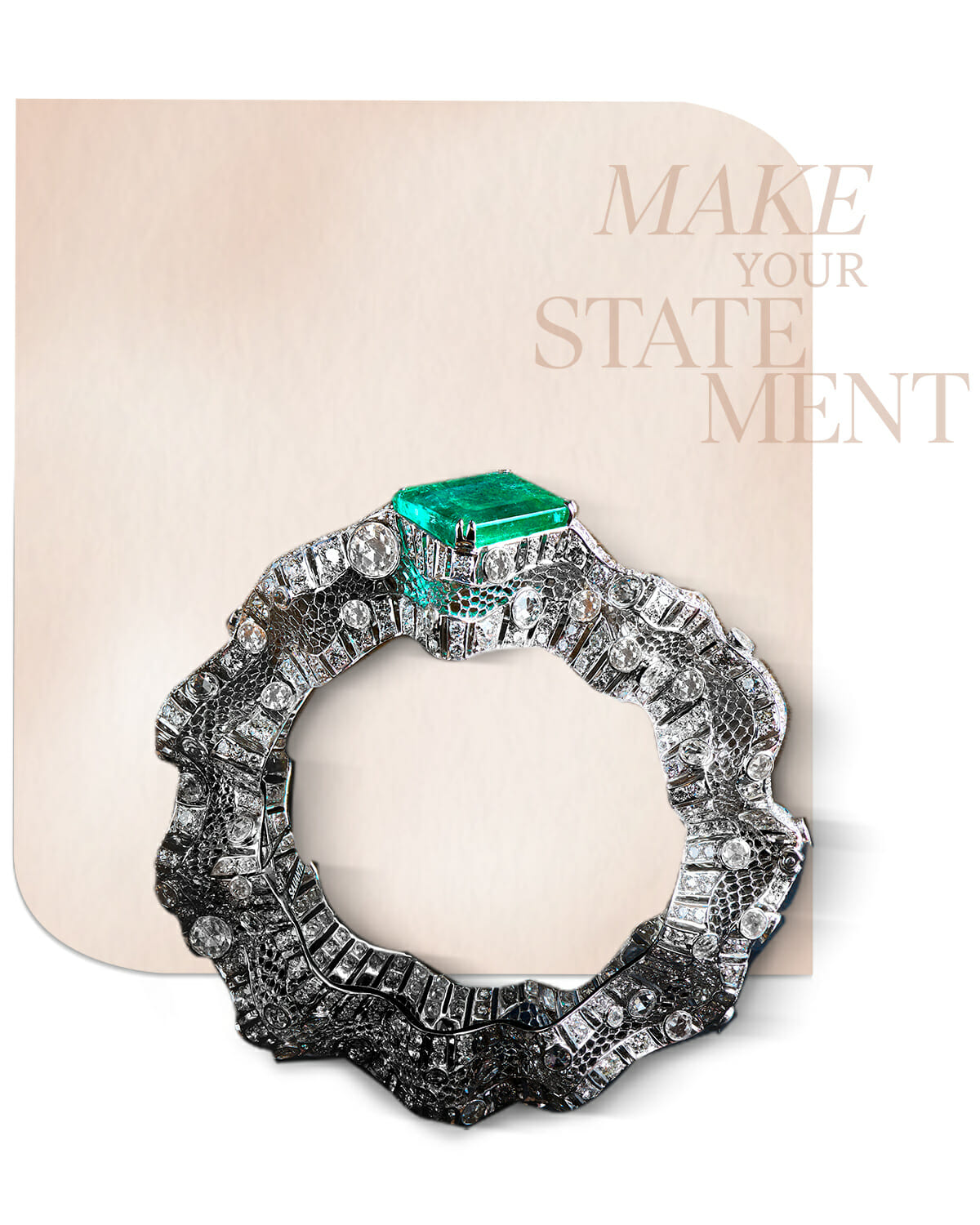 Diamond and emerald Wave cuff