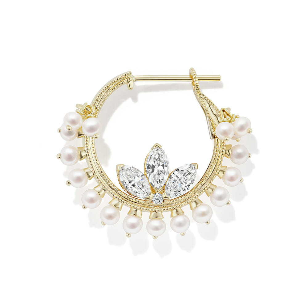 16mm Pearl In-Set Lotus Coronet Hoop