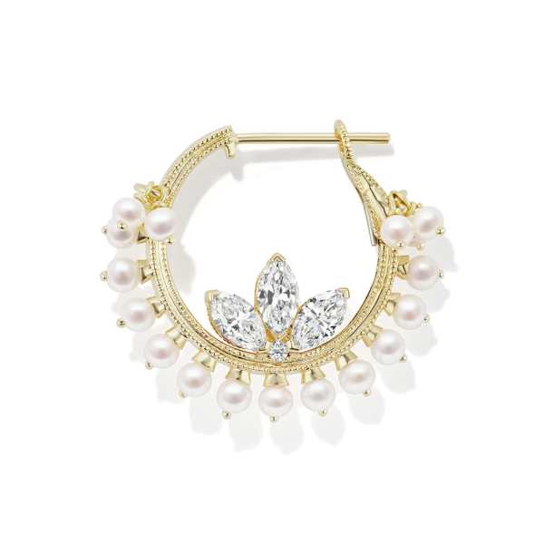 16mm Pearl In-Set Lotus Coronet Hoop