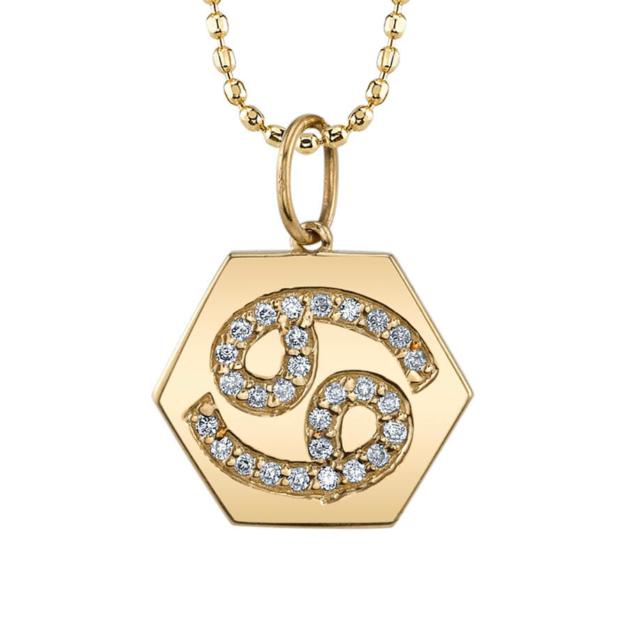 Gold & Diamond Hexagon Zodiac Necklace