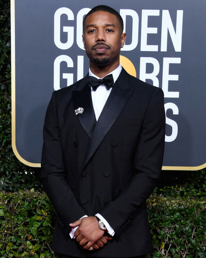 Michael B. Jordan does men's natural diamond jewelry like a leading man at the 2019 Golden Globes.