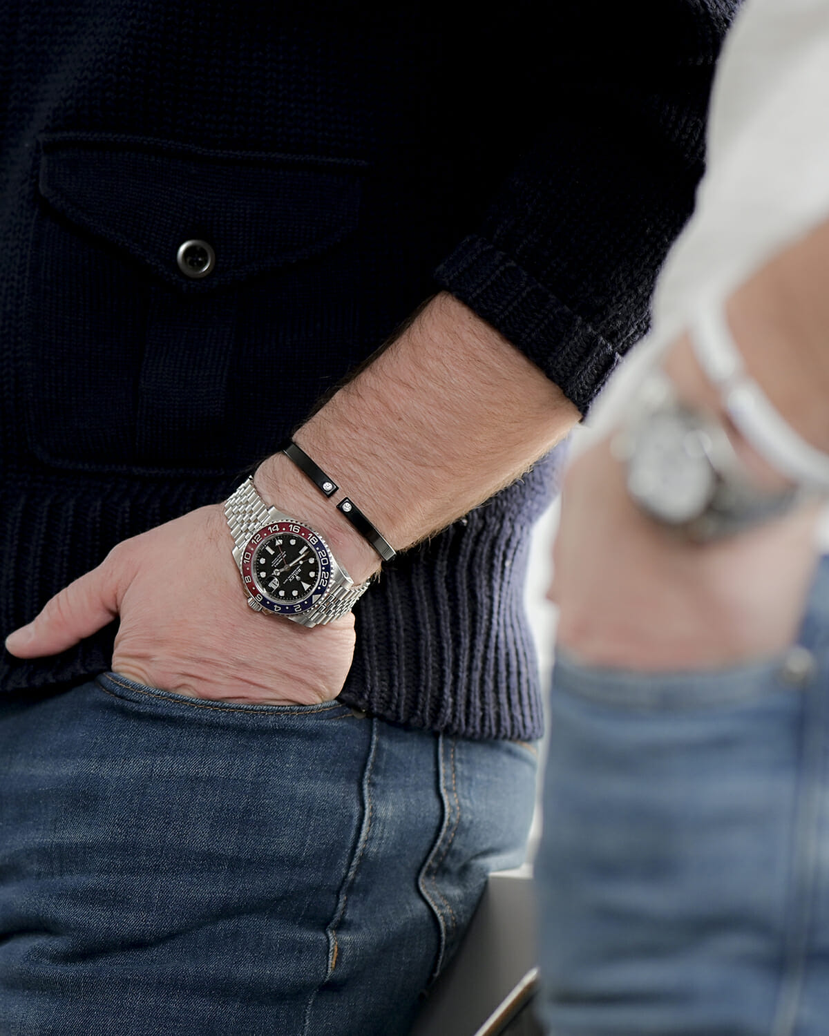 Stephanie Gottlieb Torque Cuff with Round Diamonds in Black