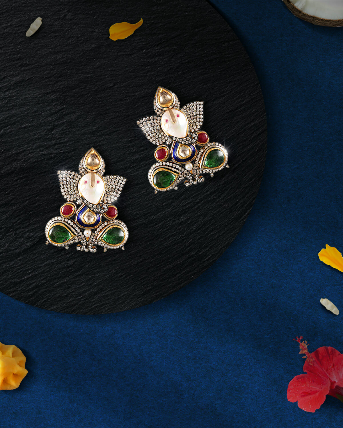 Ganesha diamond ear studs