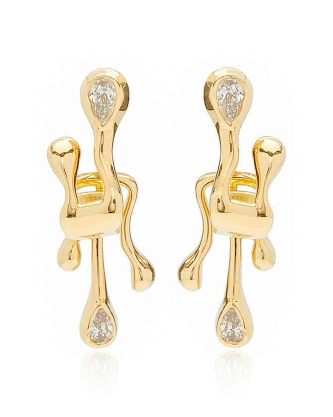 Made by Malyia 18K Yellow Gold Tear Drop Ear Huggie