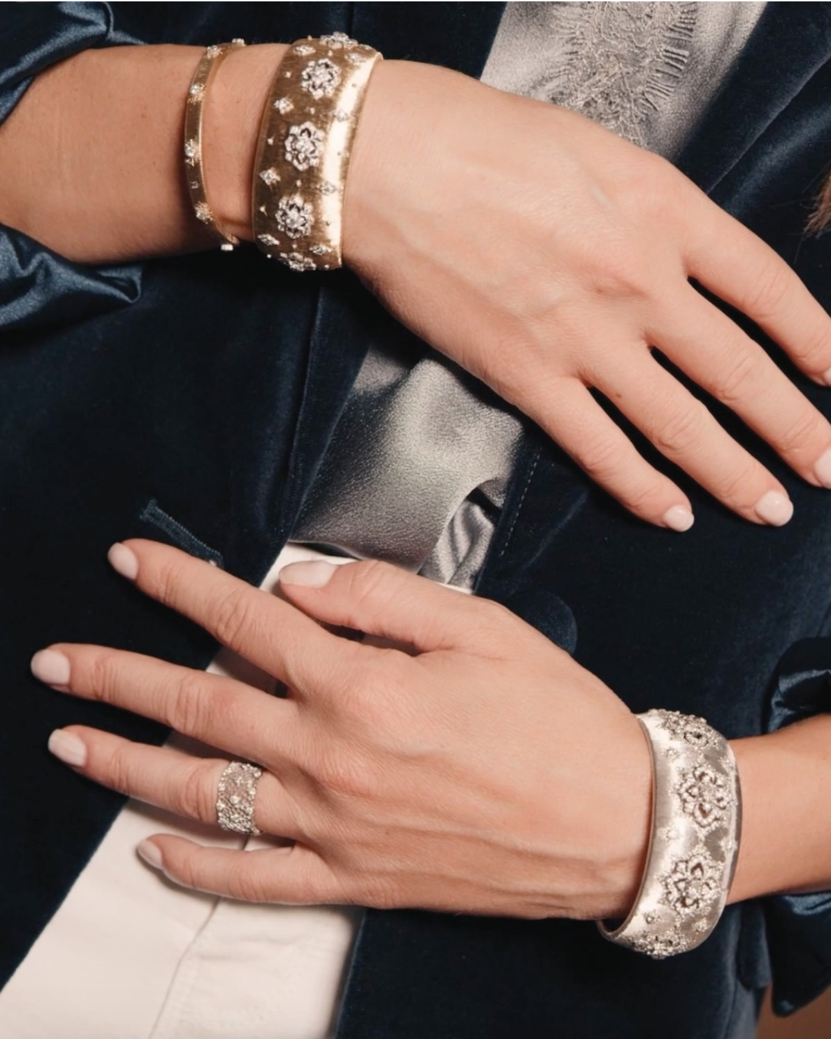 Buccellati  diamond rings and cuffs