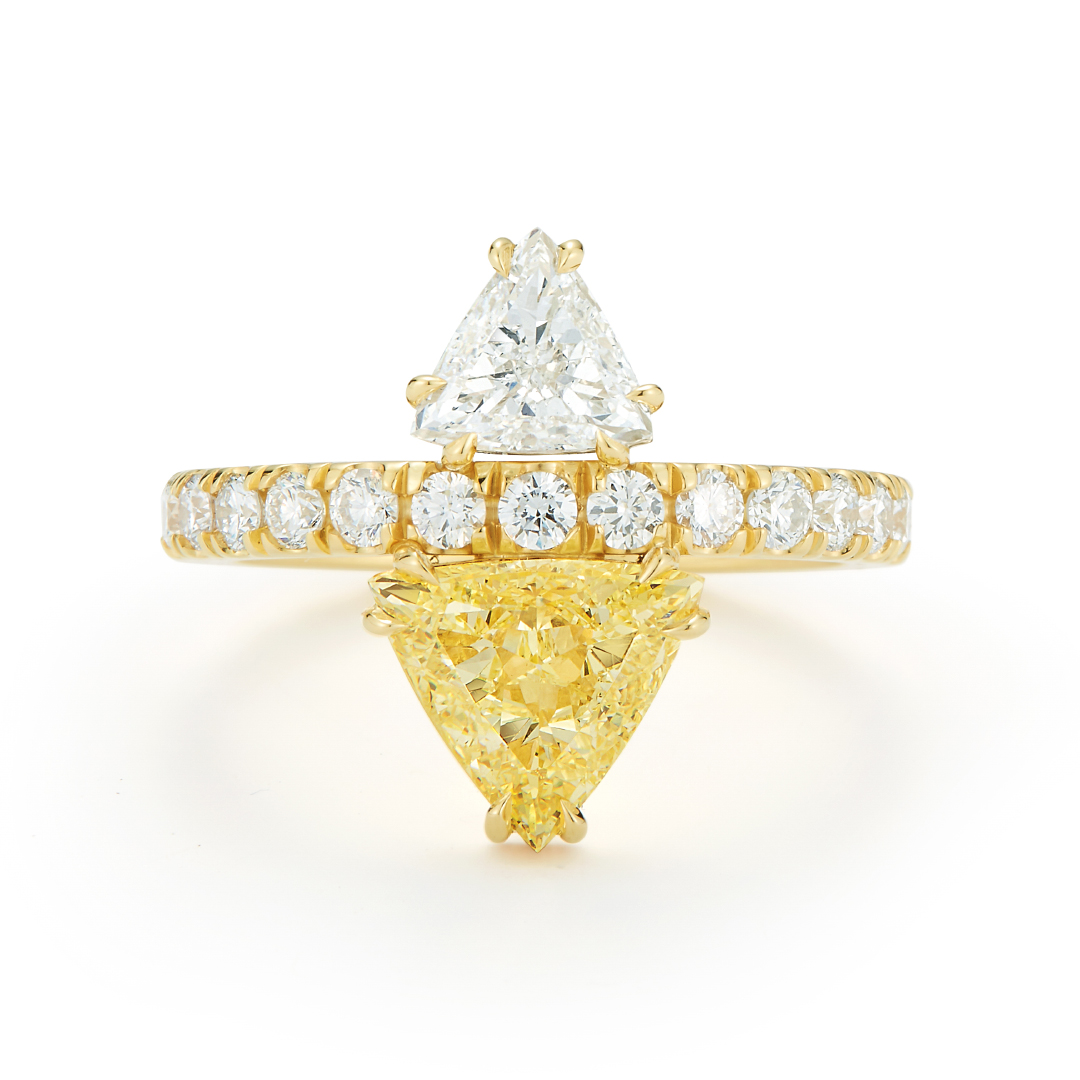 trillion-cut diamonds engagement ring