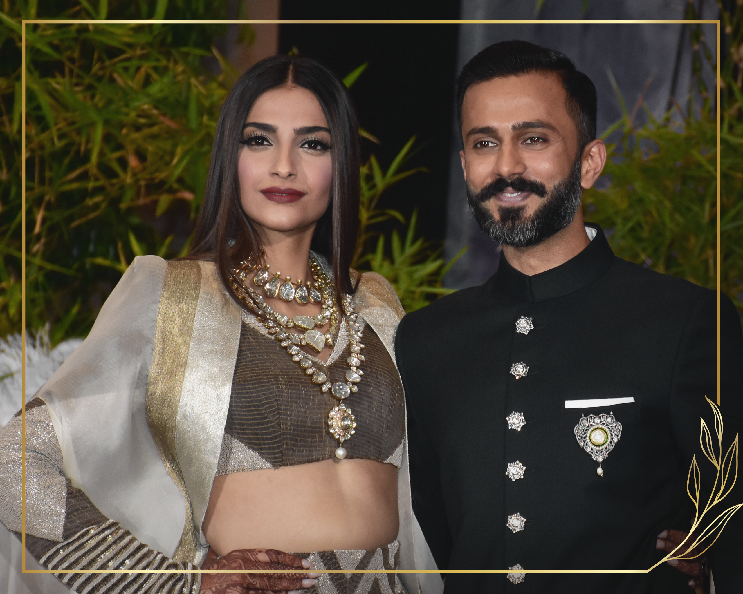 Sonam Kapoor with a heavy four-tiered natural diamond necklace 
