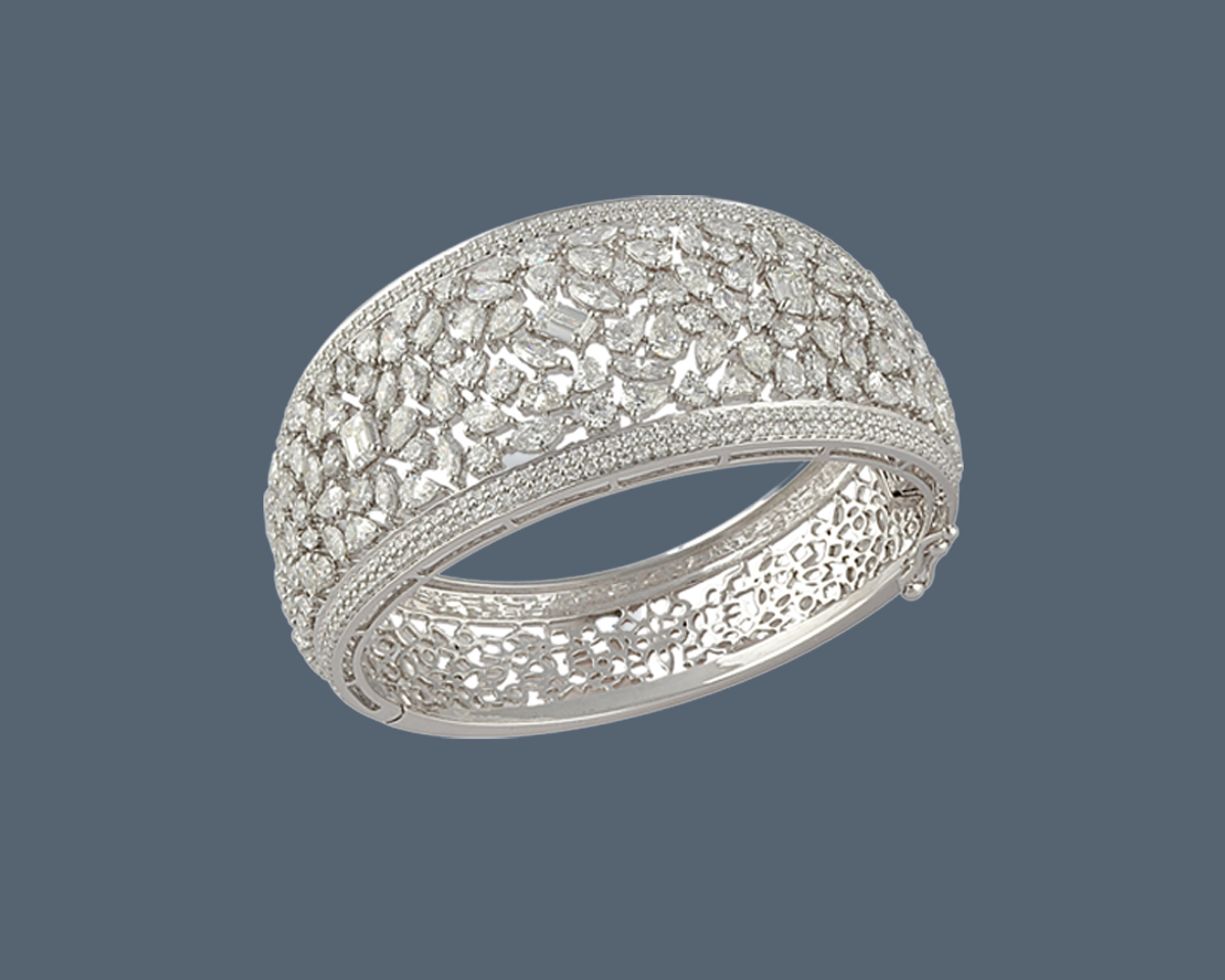 Silver ring with diamonds