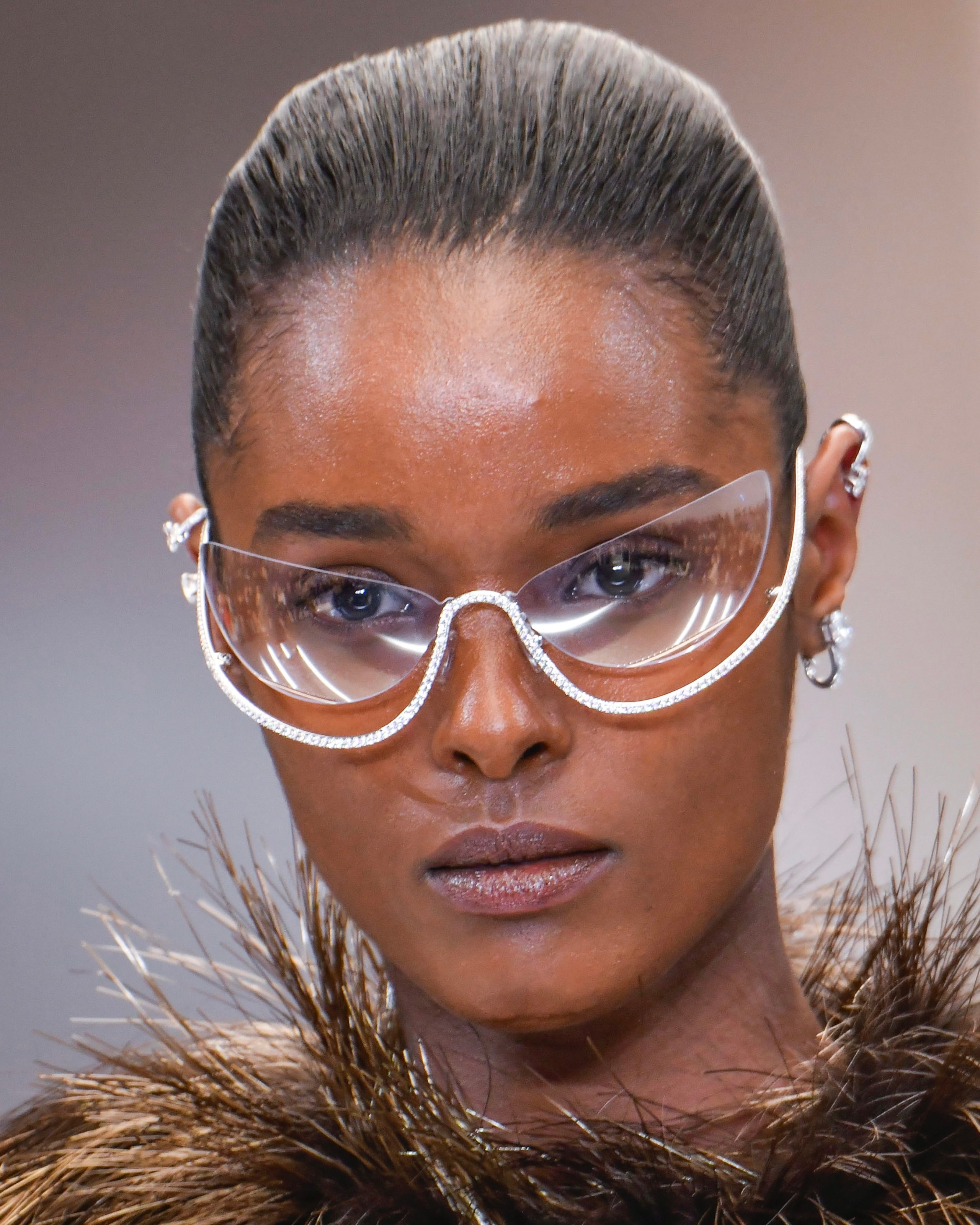 Fendi Haute Couture Spring/Summer 2024 runway show with diamond-studded sunglasses during of Paris Fashion Week