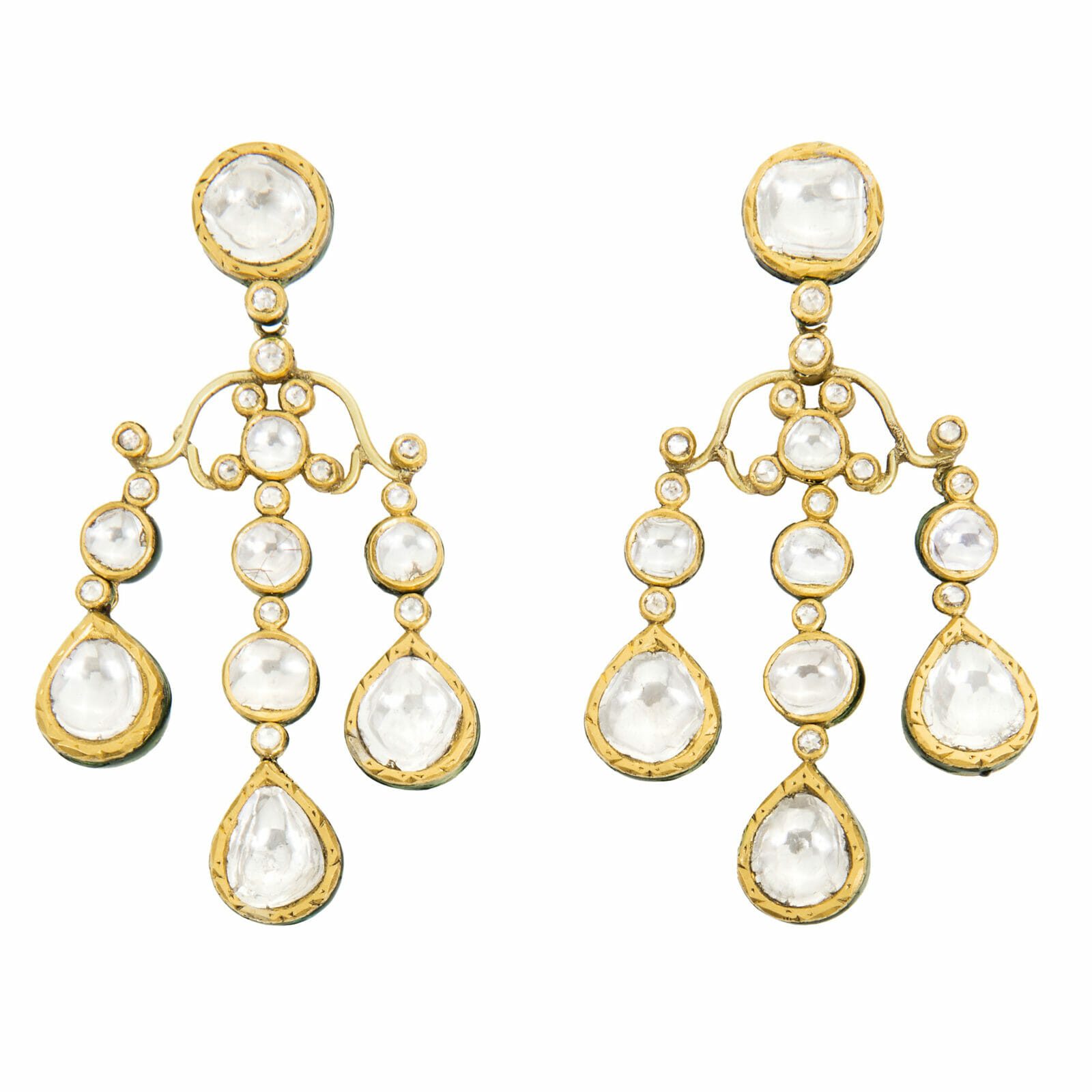 Munni Polki Diamond chandelier Earrings 