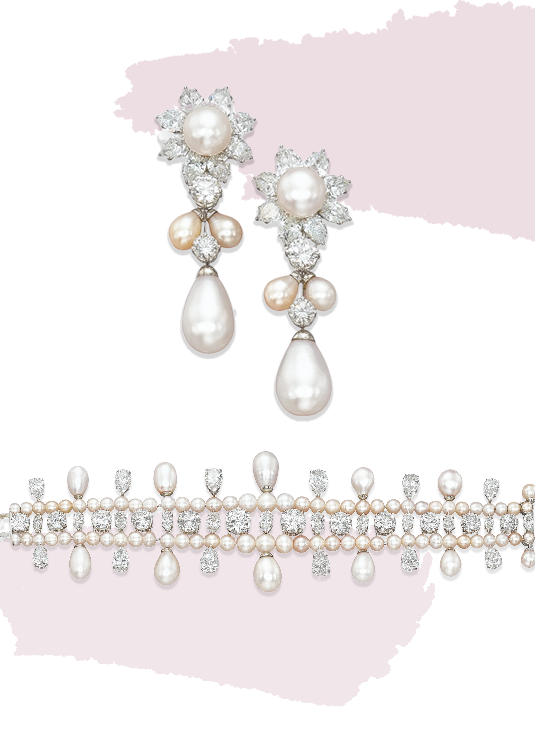 Modern diamond and pearl jewellery set for a special occasion